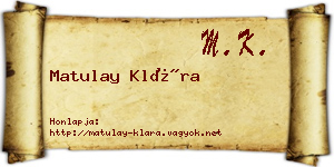 Matulay Klára névjegykártya