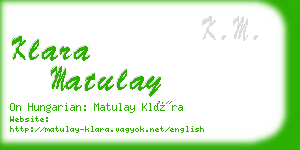 klara matulay business card